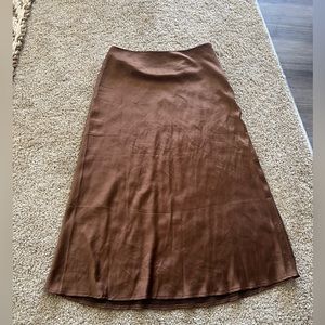 Princess Polly Brown Silk Skirt